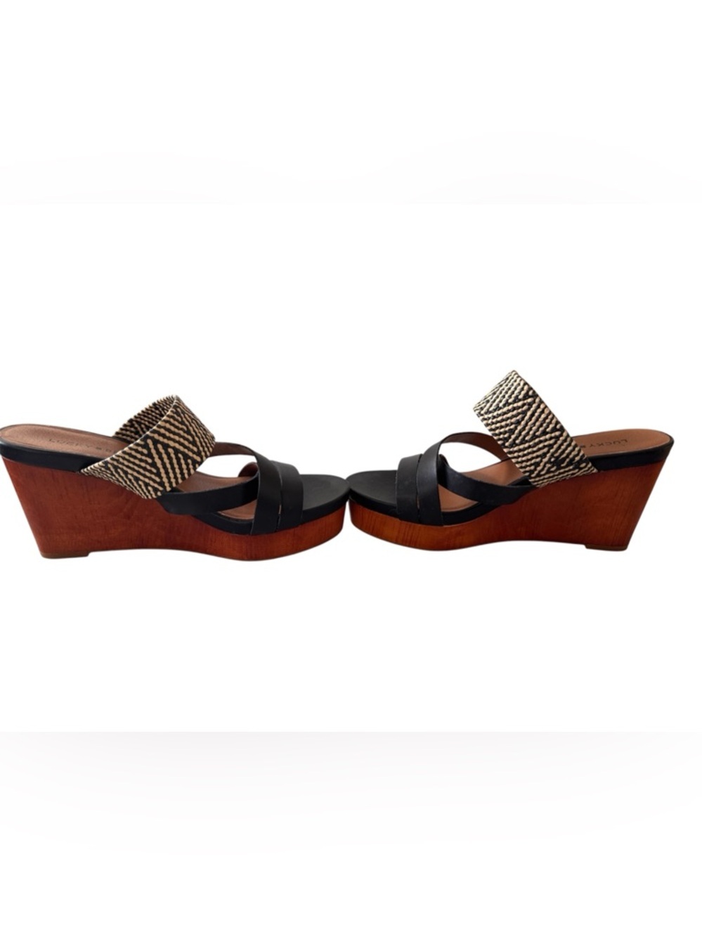 Lucky Brand Black woven boho wedge sandal - Picture 8 of 10
